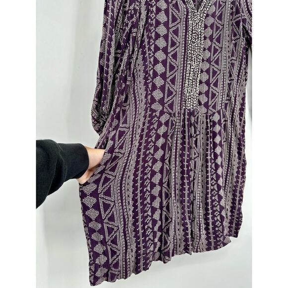 Velvet By Spencer Graham Geraldine African Print Peasant Dress Size S Fine Wine - Picture 6 of 9